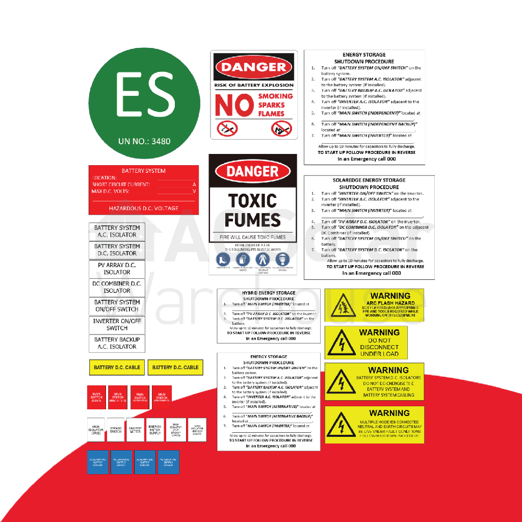 Hybrid label kit (AS/NZS 5033:2021) - AC Solar Warehouse